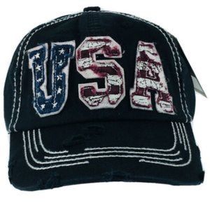 USA Distressed Black American Flag Design Hat